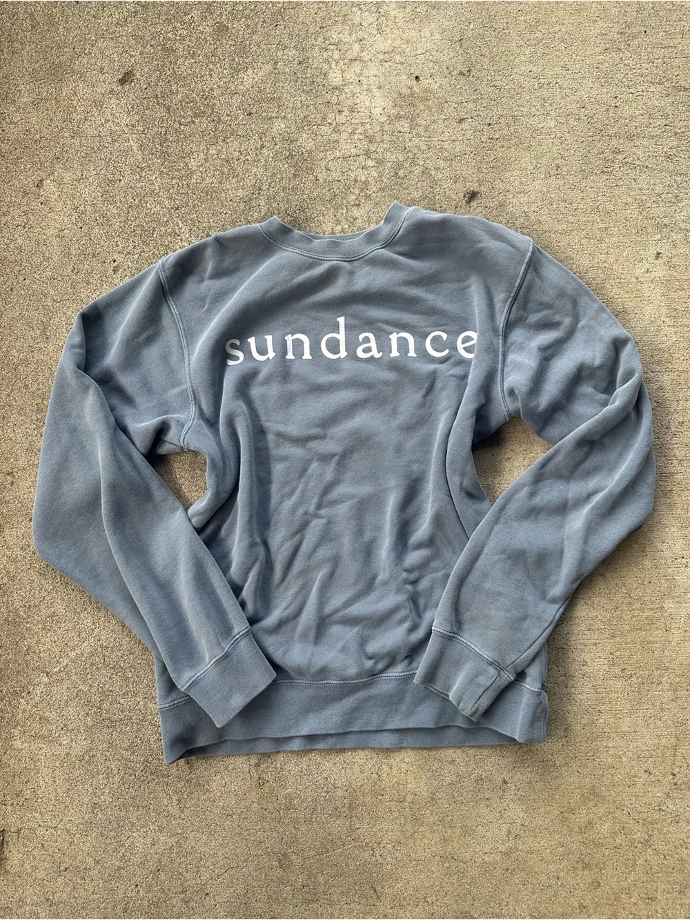 Sundance Blue Crewneck Cotton Pullover Sweatshirt